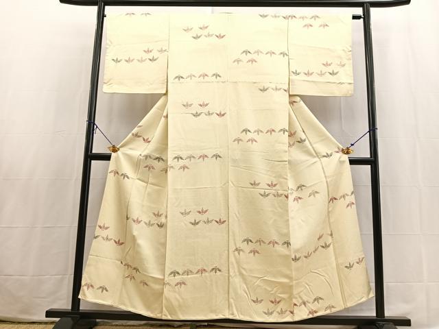 平和屋着物■上質な小紋　笹の葉文　正絹　逸品　BAAX3824yc