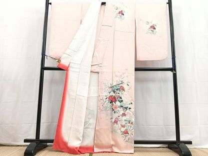 平和屋着物■訪問着　友禅　吉祥花鳥文　暈し染め　正絹　逸品　BAAX3826yc
