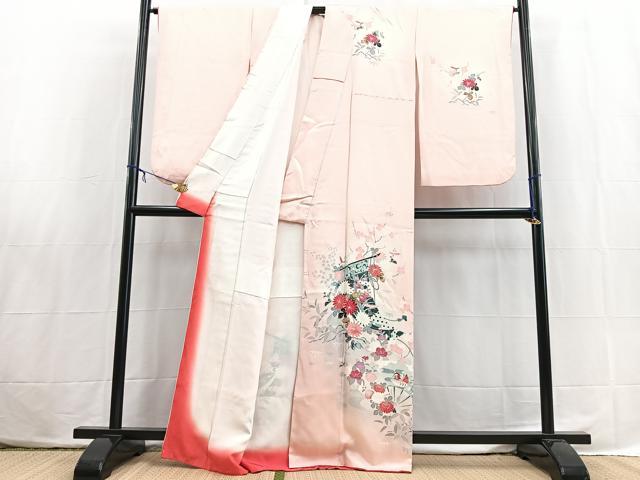 平和屋着物■訪問着　友禅　吉祥花鳥文　暈し染め　正絹　逸品　BAAX3826yc