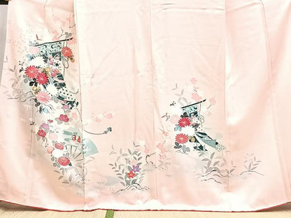 平和屋着物■訪問着　友禅　吉祥花鳥文　暈し染め　正絹　逸品　BAAX3826yc