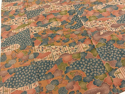 平和屋着物■上質な小紋　型染め　エ霞花文　正絹　逸品　BAAX3827yc