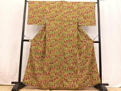 平和屋着物■上質な小紋　型染め　草花文　正絹　逸品　未使用　BAAX3833yc