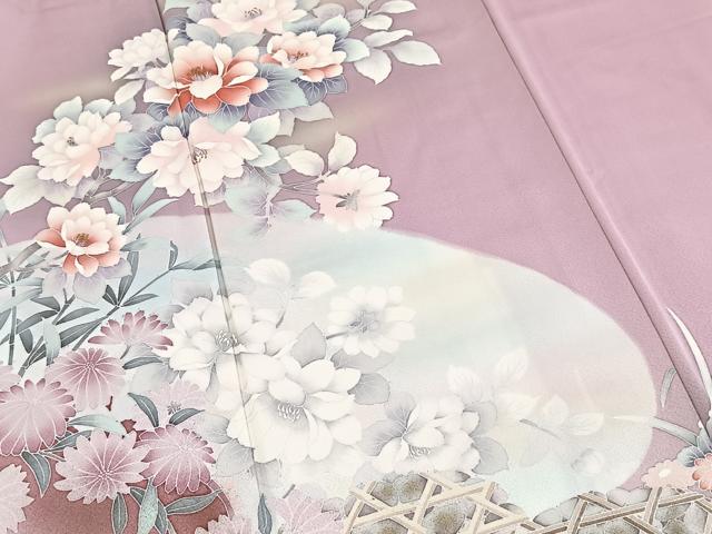 平和屋着物■訪問着　風景花文　暈し染め　金彩　正絹　逸品　BAAX3834yc
