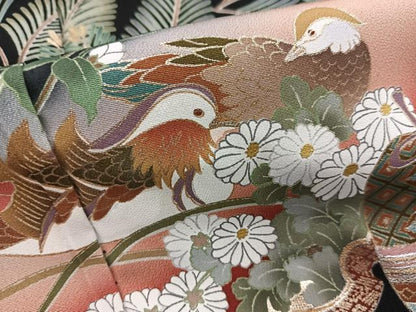 平和屋着物■豪華黒留袖　駒刺繍　飛鶴宝尽くし花文　金銀彩　仮絵羽　正絹　逸品　未使用　BAAX3836yc
