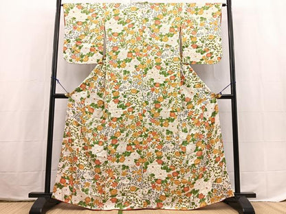 平和屋着物■上質な小紋　花尽くし　正絹　逸品　BAAX3838yc