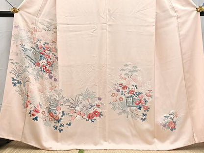 平和屋着物■訪問着　友禅　風景花文　正絹　逸品　BAAX3840yc