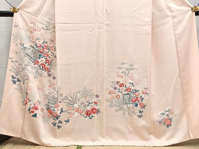 平和屋着物■訪問着　友禅　風景花文　正絹　逸品　BAAX3840yc