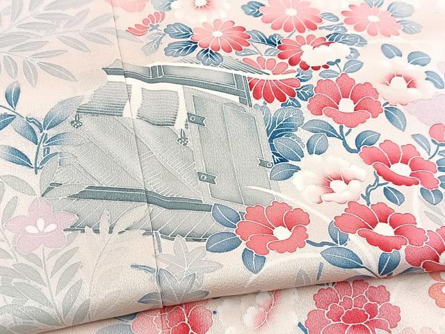 平和屋着物■訪問着　友禅　風景花文　正絹　逸品　BAAX3840yc