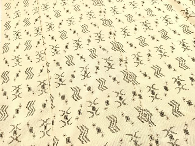 平和屋着物■本塩沢　琉球絣文様　正絹　逸品　BAAX3842yc