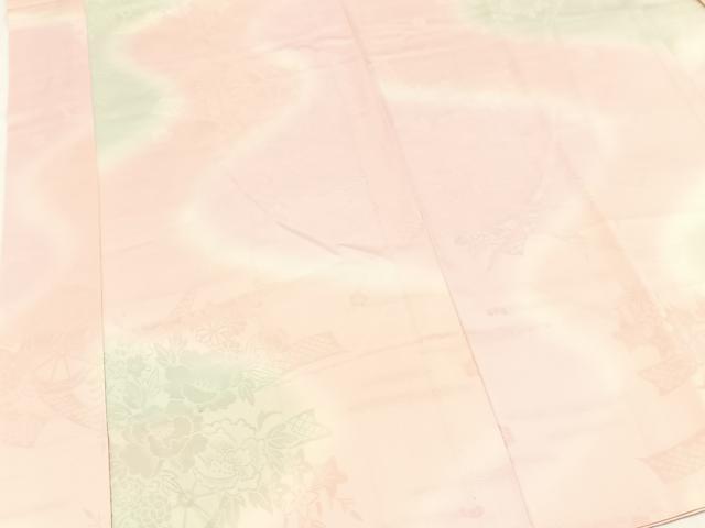 平和屋着物■長襦袢　無双仕立て　花車地紋　暈し染め　正絹　逸品　未使用　BAAX3846yc