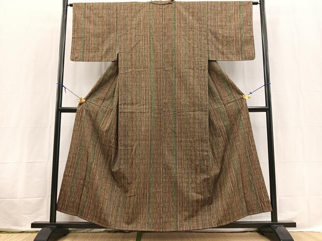 平和屋着物■上質な紬　縞　正絹　逸品　未使用　BAAX3847yc