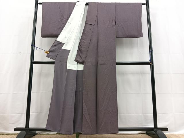 平和屋着物■上質な色無地　紋意匠　葡萄鼠色　正絹　逸品　BAAX3850yc