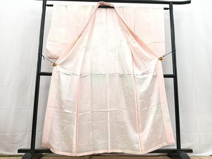 平和屋着物■長襦袢　単衣　扇面花鳥地紋　暈し染め　正絹　逸品　BAAX3851yc