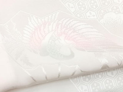 平和屋着物■長襦袢　単衣　扇面花鳥地紋　暈し染め　正絹　逸品　BAAX3851yc