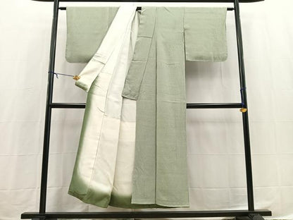 平和屋着物■上質な色無地　柳鼠色　正絹　逸品　BAAX3852yc