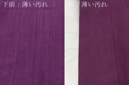 平和屋着物■上質な色無地　杢目地紋　蒲萄染色　正絹　逸品　BAAX3853yc