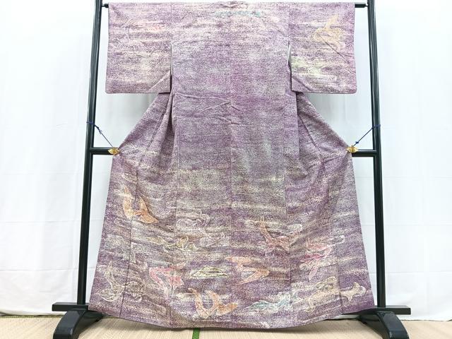 平和屋着物■訪問着　紬地　抽象文　正絹　逸品　BAAX3857yc