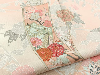 平和屋着物■訪問着　熨斗御所車花文　暈し染め　金彩　正絹　逸品　BAAX3858yc