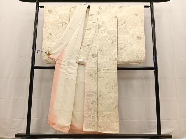 平和屋着物●上質な小紋　地紋起こし　牡丹　正絹　逸品　BAAX3859yc