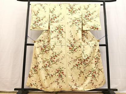 平和屋着物■上質な小紋　草花文　金彩　正絹　逸品　BAAX3864yc