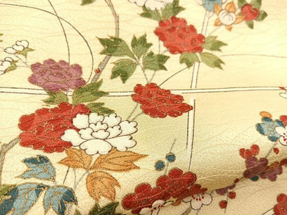 平和屋着物■上質な小紋　草花文　金彩　正絹　逸品　BAAX3864yc