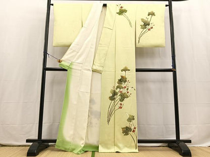 平和屋着物■訪問着　草花文　正絹　逸品　BAAX3865yc