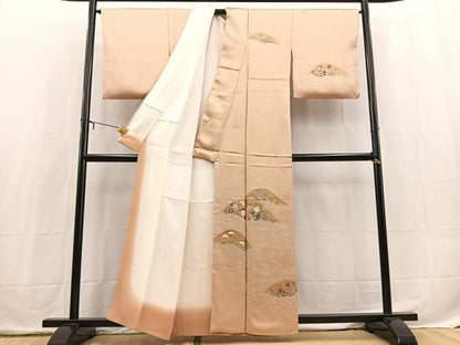 平和屋着物■訪問着　刺繍　立波花文　金彩　正絹　逸品　BAAX3869yc