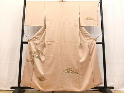 平和屋着物■訪問着　刺繍　立波花文　金彩　正絹　逸品　BAAX3869yc