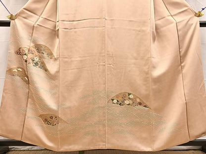 平和屋着物■訪問着　刺繍　立波花文　金彩　正絹　逸品　BAAX3869yc