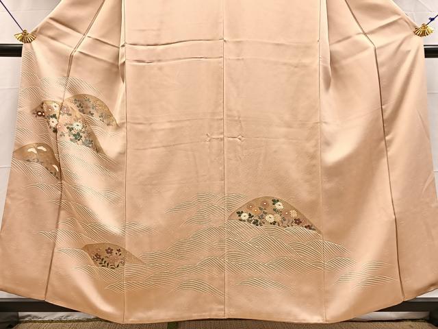 平和屋着物■訪問着　刺繍　立波花文　金彩　正絹　逸品　BAAX3869yc