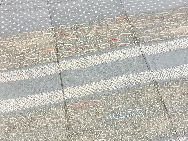 平和屋着物■訪問着　絞り　刺繍　流水雪芝文　金彩　正絹　逸品　BAAX3873yc
