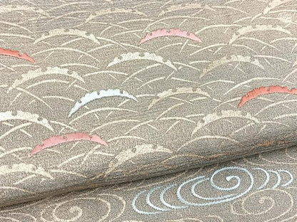 平和屋着物■訪問着　絞り　刺繍　流水雪芝文　金彩　正絹　逸品　BAAX3873yc