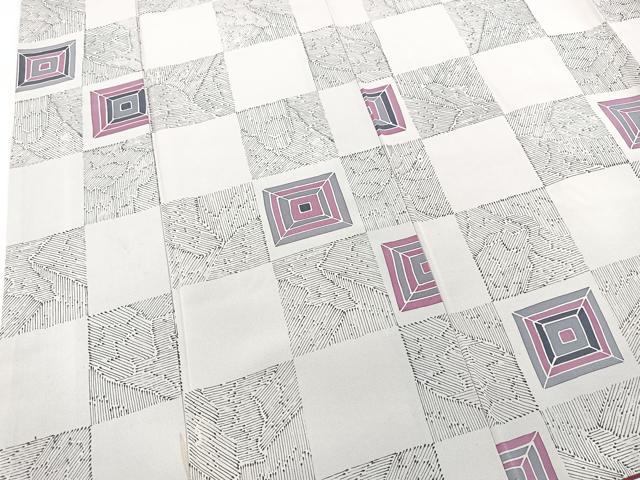 平和屋着物■上質な小紋　変わり市松文様　正絹　逸品　BAAX3874yc