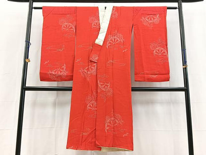 平和屋着物■アンティーク　大正ロマン　長羽織　袷　源氏物語　金彩　半衿刺繍　正絹　逸品　BAAX3875yc