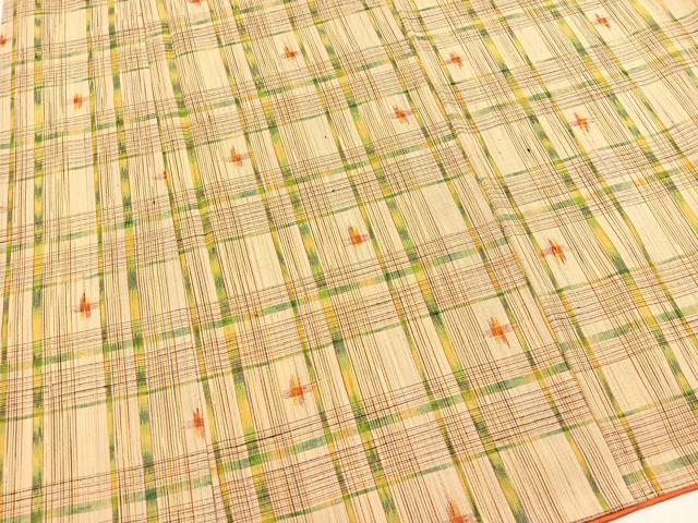 平和屋着物■上質な紬　格子柄　正絹　逸品　BAAX3882yc