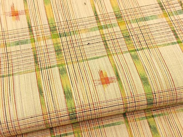 平和屋着物■上質な紬　格子柄　正絹　逸品　BAAX3882yc
