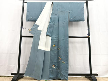 平和屋着物■訪問着　刺繍　貝合わせこぼれ松文　金糸　正絹　逸品　BAAX3888yc