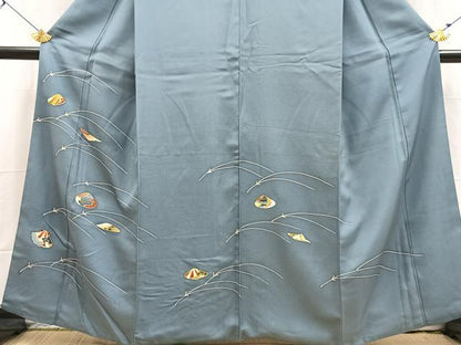 平和屋着物■訪問着　刺繍　貝合わせこぼれ松文　金糸　正絹　逸品　BAAX3888yc