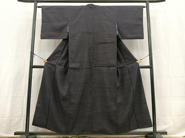 平和屋着物■上質な紬　亀甲文　黒紅色　正絹　逸品　BAAX3897yc