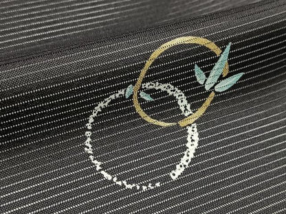 平和屋着物＊夏物　小紋　絽　笹竹丸文　黒地　洗える着物　BAAX3952yc