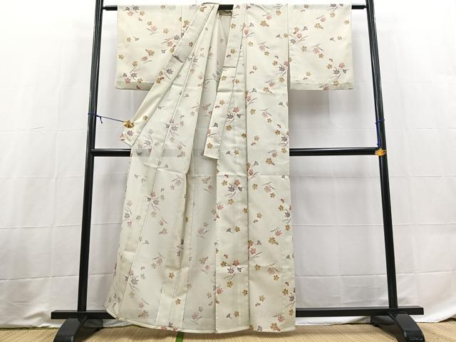 平和屋着物＊夏物　小紋　絽　吹き寄せ文　洗える着物　BAAX3954yc
