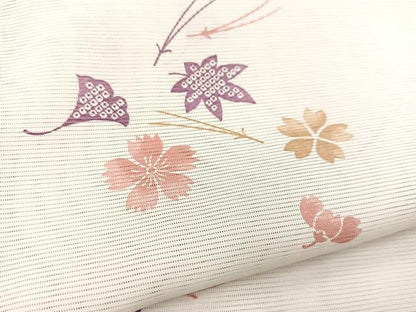 平和屋着物＊夏物　小紋　絽　吹き寄せ文　洗える着物　BAAX3954yc