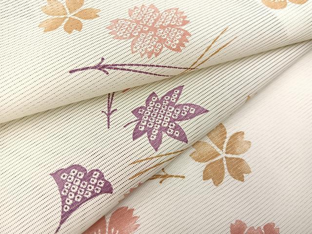 平和屋着物＊夏物　小紋　絽　吹き寄せ文　洗える着物　BAAX3954yc