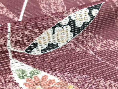 平和屋着物＊夏物　小紋　絽　松竹梅　洗える着物　BAAX3956yc