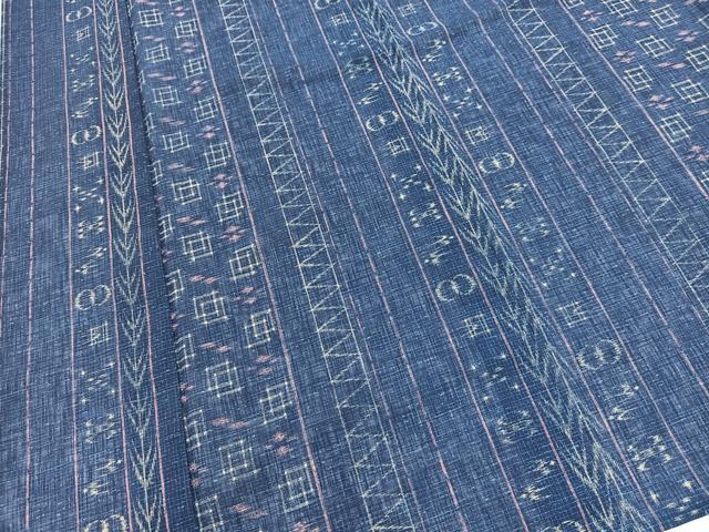 平和屋着物＊夏物　小紋　紗　琉球絣文様　洗える着物　BAAX3957yc