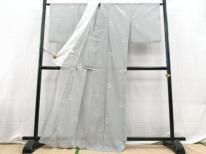 平和屋着物＊夏物　小紋　絽　丸文　洗える着物　BAAX3958yc