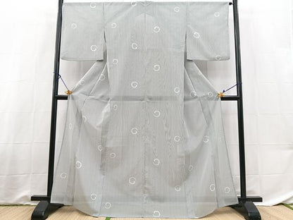 平和屋着物＊夏物　小紋　絽　丸文　洗える着物　BAAX3958yc