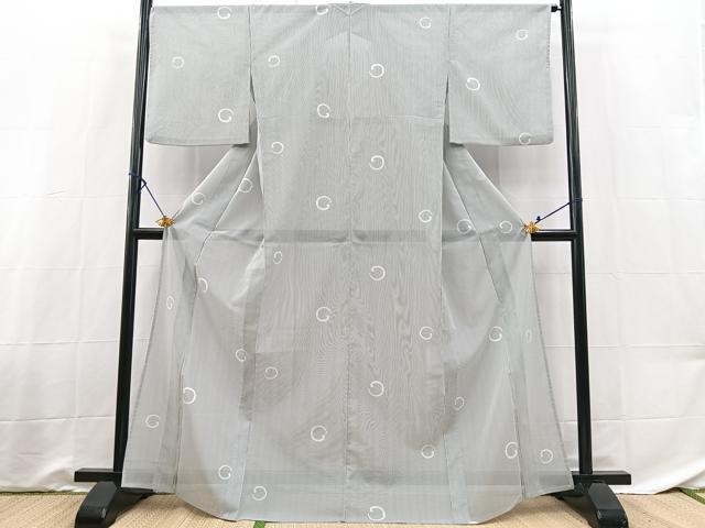 平和屋着物＊夏物　小紋　絽　丸文　洗える着物　BAAX3958yc