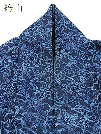 平和屋着物＊夏物　小紋　絽　型染め　更紗花唐草文　洗える着物　BAAX3961yc