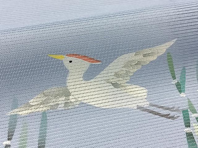 平和屋着物＊夏物　訪問着　絽　手描き　飛鶴木賊文　金銀彩　洗える着物　BAAX3962yc